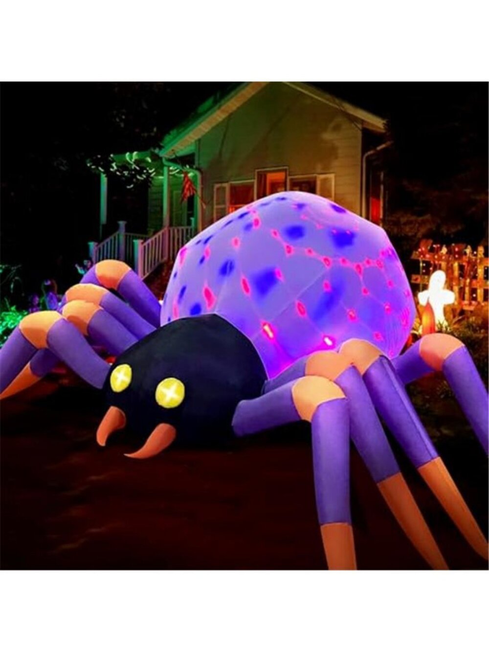 8FT Halloween Inflatable Decorations Spider, Build-in Magic LED Lights Holiday